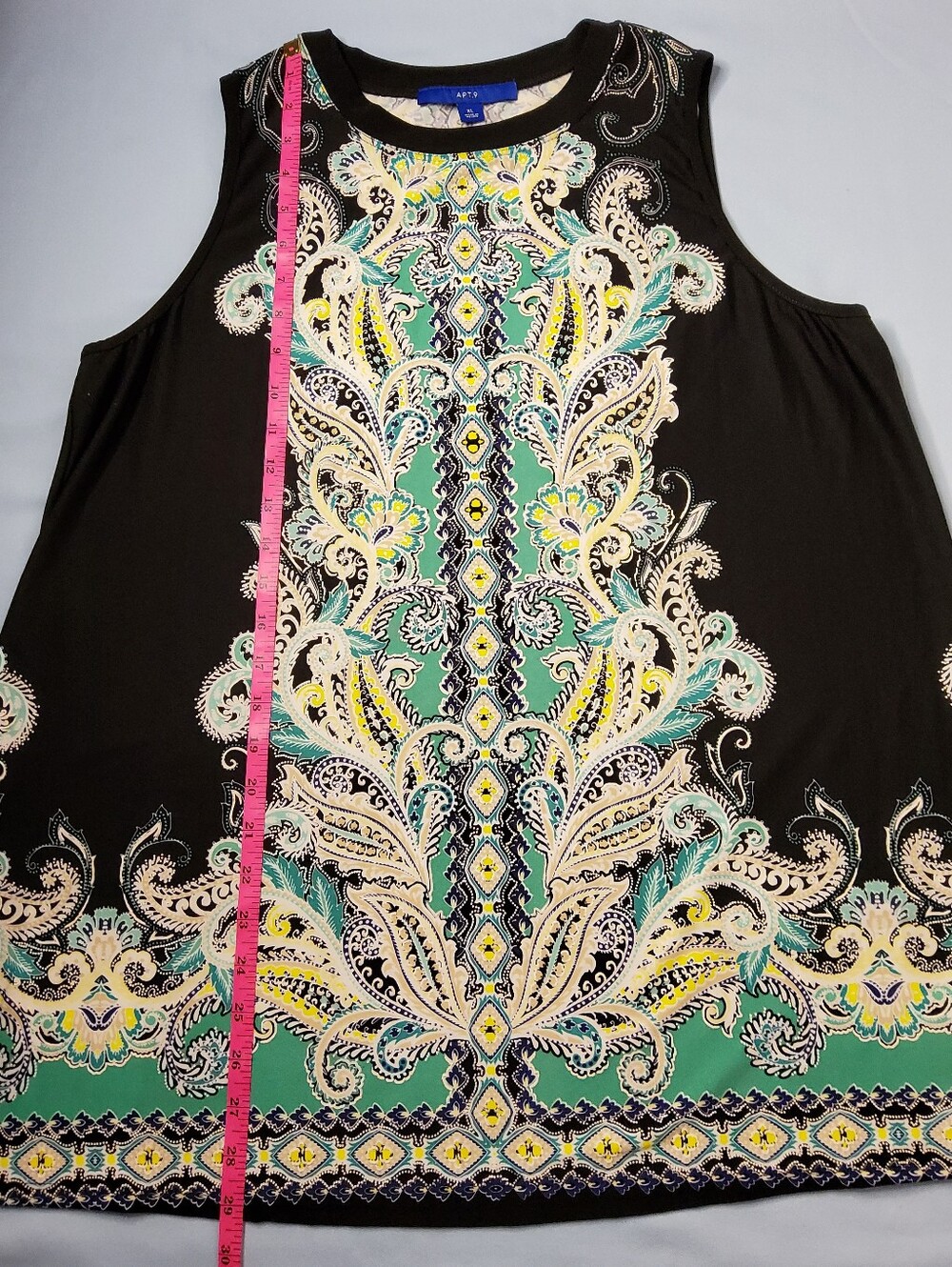 Apt. 9 Black and Green Paisley Top - Picture 3 of 7